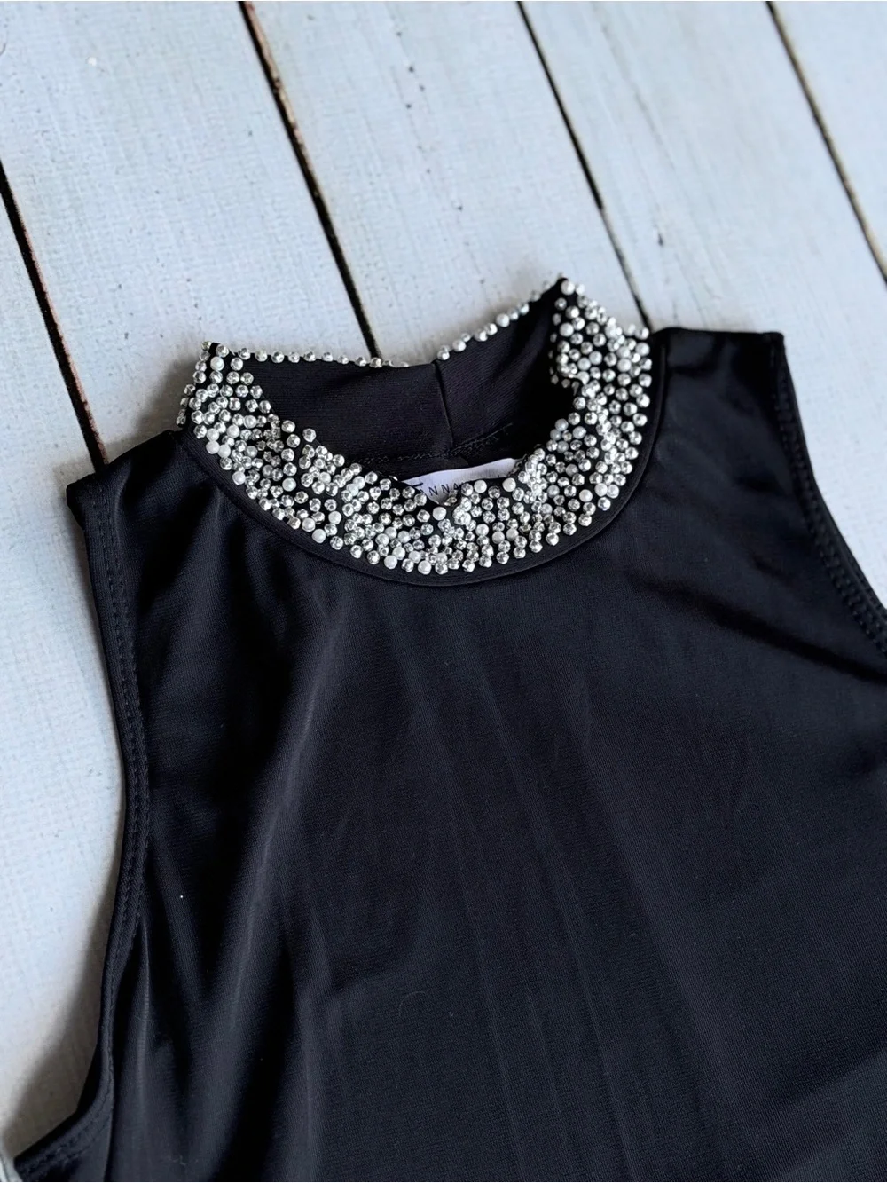 Annalee + Hope Black Swing Cocktail Dress - Pearl & Bead Embellished Collar